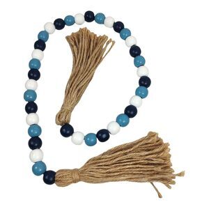 Trueliving Modern Coastal Beads Strand Tabletop or Hanging Wall Decor 32" Blue